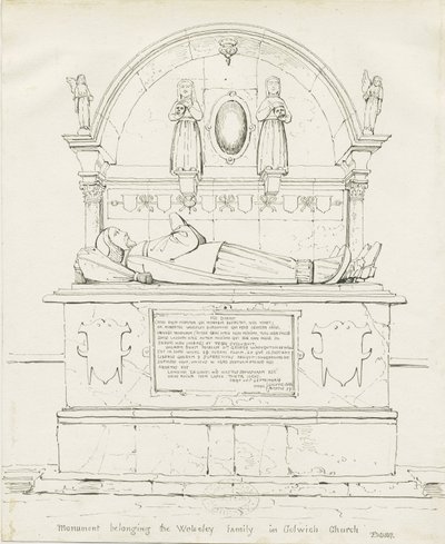 Colwich - Tomb of Robert Wolseley: pen- og blæktegning af Thomas Peploe Wood