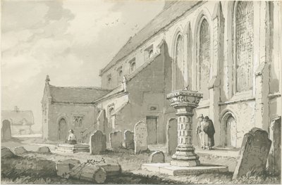 Colwich Church: sepia tegning af Thomas Peploe Wood
