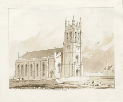 Coseley Church: sepia wash drawing, nd [1841] dani af Thomas Peploe Wood