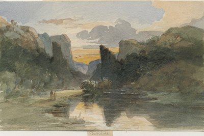 Dovedale - landskab: akvarelmaleri, nd [?1800-tallet] af Thomas Peploe Wood