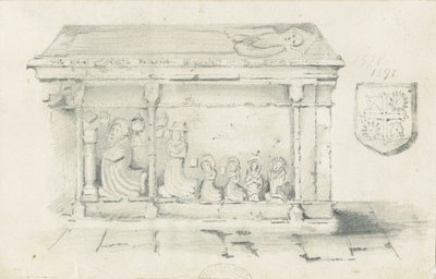 Eccleshall Church - Tomb of Bishop Bentham: pencil drawing, nd [1817-1845] dani af Thomas Peploe Wood