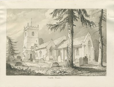 Enville kirke: sepia tegning, 1837 af Thomas Peploe Wood