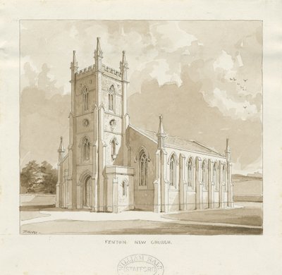 Fenton New Church: sepia tegning af Thomas Peploe Wood