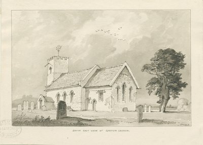 Gayton Church: sepia tegning af Thomas Peploe Wood