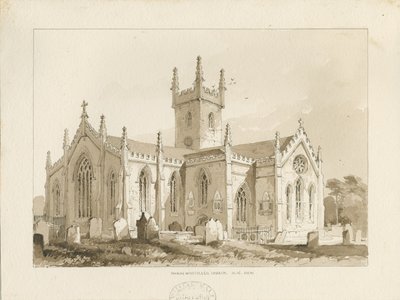 Handsworth Church: sepia tegning af Thomas Peploe Wood