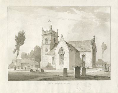 Haughton Church: sepia tegning af Thomas Peploe Wood