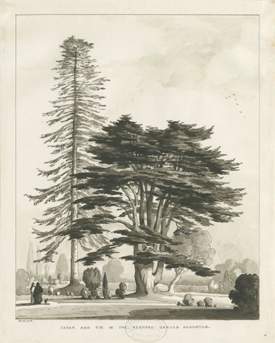 Haughton Rectory: sepia vask tegning af Thomas Peploe Wood
