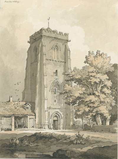 Ranton Abbey [Priory]: pen og vask tegning, nd [?1838] (tegning) af Thomas Peploe Wood