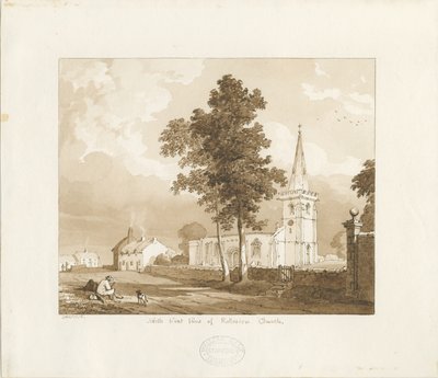 Rolleston Church: red-sepia drawing, 1836dani af Thomas Peploe Wood