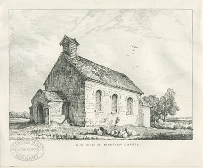 Stafford - Marston Chapel: pen- og blæktegning af Thomas Peploe Wood