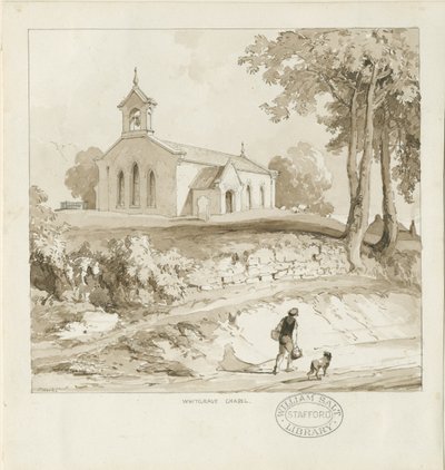 Stafford - Whitgreave Chapel: sepia tegning, nd [c 1838] (tegning) af Thomas Peploe Wood
