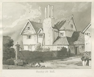 Standon Hall: sepia tegning af Thomas Peploe Wood