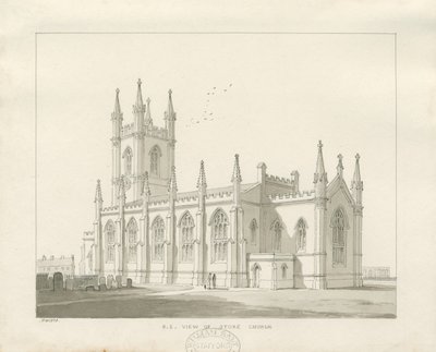 Stoke-upon-Trent Church [Ny]: sepia-tegning af Thomas Peploe Wood