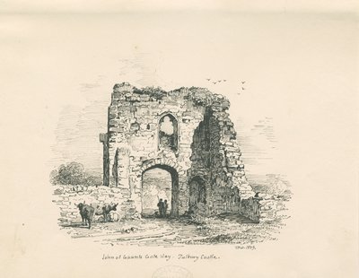 Tutbury Castle - John of Gaunt "s Gateway: pen and ink drawing, 1839dani af Thomas Peploe Wood