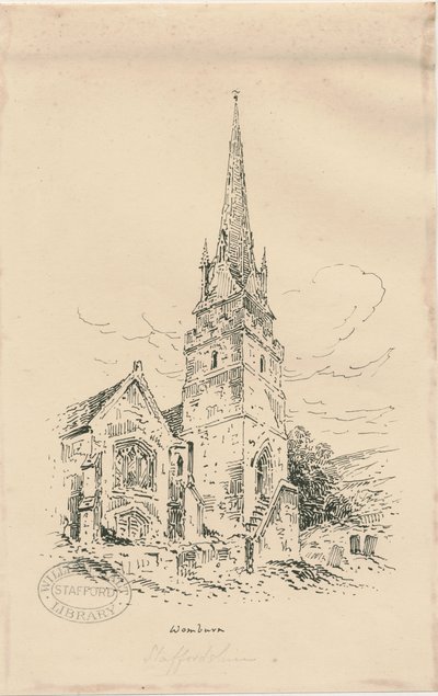 Wombourne Church: zinkograf og [midten af det 19. århundrede] (tegning) af Thomas Peploe Wood