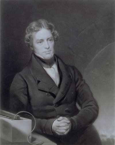 Portræt af Michael Faraday (1791-1867) indgraveret af Henry Cousins (d.1864) c.1841 af Thomas Phillips