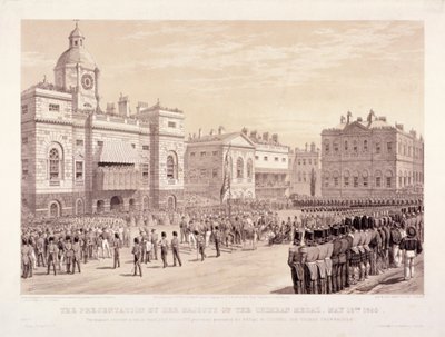 Overrækkelse af Krim-medaljen af dronning Victoria til oberst Sir Thomas Trowbridge, 18. maj 1855 af Thomas Picken