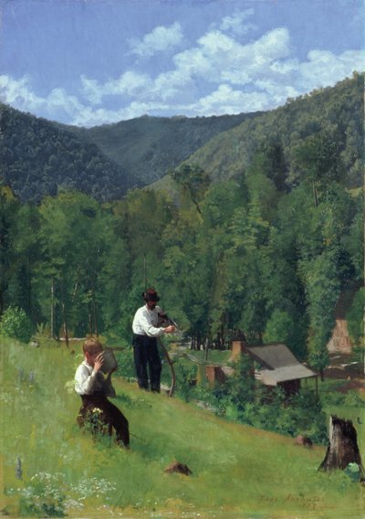Bonden og hans søn ved høst, 1879 af Thomas Pollock Anschutz