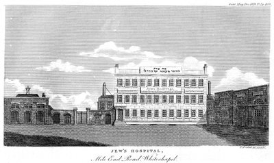 Jews Hospital, Mile End Road, Whitechapel, London, slutningen af det 18. eller begyndelsen af det 19. århundrede. af Thomas Prattent