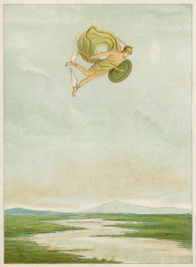Perseus flyver for at dræbe Gorgonen (farve litho) af Thomas Ralph Spence