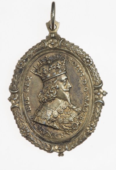 Charles I og Henrietta Maria supportermærke, ca. 1649 (forgyldt sølv) af Thomas Rawlins