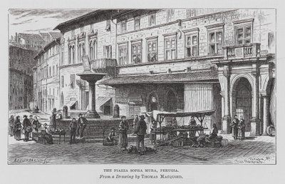Piazza Sopra Mura, Perugia (kobberstik) af Thomas Robert Macquoid