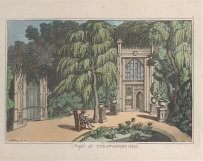 Tempel ved Strawberry Hill, fra Sketches from Nature, 1822., 1822. Skabere: Thomas Rowlandson, Joseph Constantine Stadler. af ThomasThomas Rowlandson, Joseph Constantine Stadler Thomas Rowlandson, Joseph Constantine Stadler
