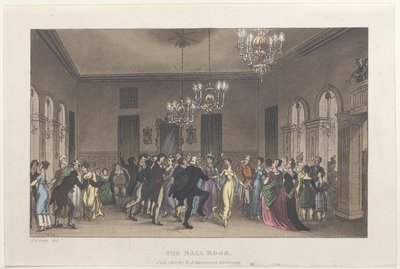 The Ball Room, fra Poetical Sketches of Scarborough, 1813., 1813. Skabere: Thomas Rowlandson, Joseph Constantine Stadler, J. Bluck. af Thomas Rowlandson, Joseph Constantine Stadler, J. Bluck