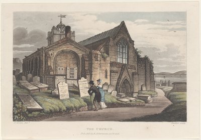 The Church, from Poetical Sketches of Scarborough, 1813., 1813. Skabere: Thomas Rowlandson, Joseph Constantine Stadler, J. Bluck. af Thomas Rowlandson, Joseph Constantine Stadler, J. Bluck