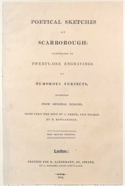 Titelblad, fra Poetical Sketches of Scarborough, 1813., 1813. Skabere: Thomas Rowlandson, Joseph Constantine Stadler, J. Bluck. af Thomas Rowlandson, Joseph Constantine Stadler, J. Bluck