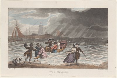 Wet Quakers, fra Poetical Sketches of Scarborough, 1813., 1813. Skabere: Thomas Rowlandson, Joseph Constantine Stadler, J. Bluck. af Thomas Rowlandson, Joseph Constantine Stadler, J. Bluck