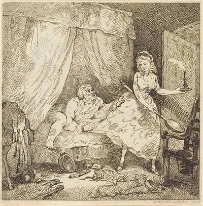 En sengevarmer af Thomas Rowlandson