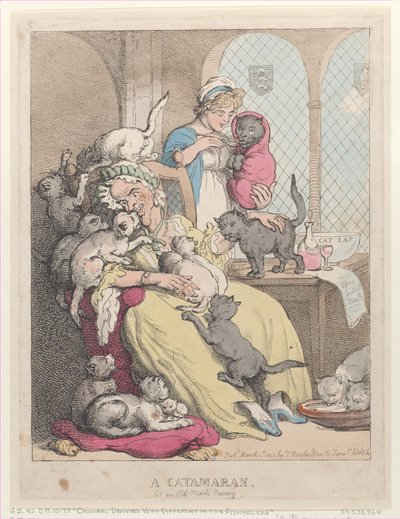 En katamaran eller en gammel piges børnehave, 1. marts 1803., 1. marts 1803. af Thomas Rowlandson