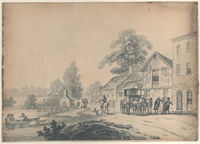 En vogn uden for et værtshus af Thomas Rowlandson