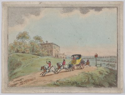 En hestevogn med fire heste (fra *Rustic Sketches*) af Thomas Rowlandson