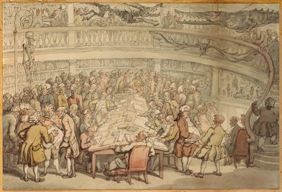 En samtale i "Surgeons Hall", Old Bailey, London af Thomas Rowlandson