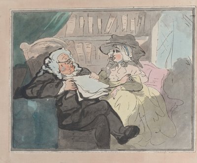 En rådgivers udtalelse efter at han var trukket sig tilbage fra praksis - Den juridiske konsultation, ca. 1780-94. af Thomas Rowlandson