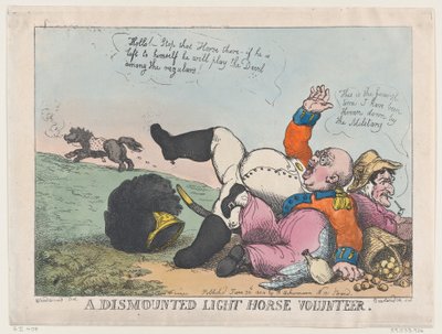 En afmonteret lethestfrivillig, 30. juni 1804., 30. juni 1804. af Thomas Rowlandson
