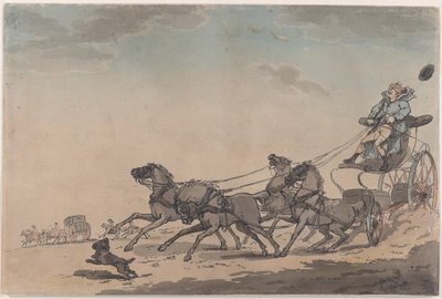 A Four-in-Hand, eller The Runaway Carriage, 1791-93., 1791-93. af Thomas Rowlandson
