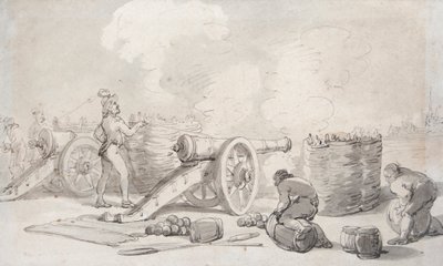En fransk artilleridivision i aktion (akvarel) af Thomas Rowlandson