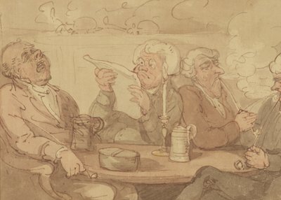 A Gentlemans Club (blæk & wc på papir) af Thomas Rowlandson