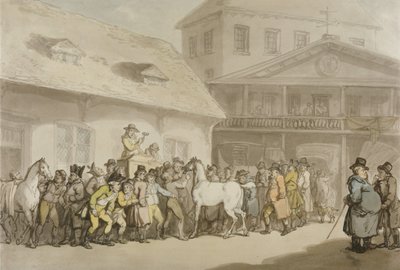 En hesteauktion i Hopkins’ Repository, Barbican af Thomas Rowlandson