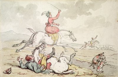 En jagthændelse (pen & blæk og akvarel på papir) af Thomas Rowlandson
