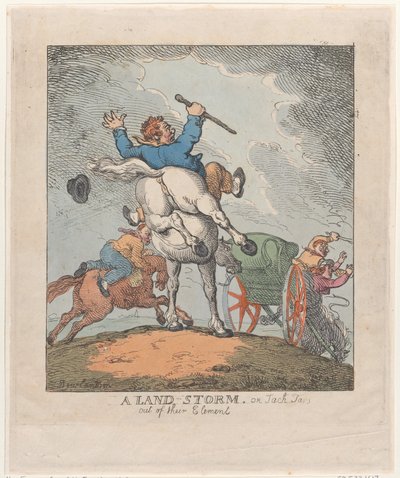 A Land Storm, or Jack Tars Out of their Element, 1790-1815., 1790-1815. af Thomas Rowlandson