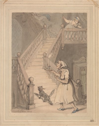 En ugift tante, der lugter ild af Thomas Rowlandson