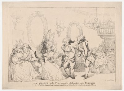 En ceremonimester, der præsenterer en partner af Thomas Rowlandson