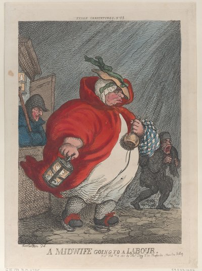 En jordemoder på vej til et arbejde, 12. februar 1811., 12. februar 1811. af Thomas Rowlandson