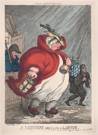 En jordemoder på vej til et arbejde, 12. februar 1811., 12. februar 1811. af Thomas Rowlandson