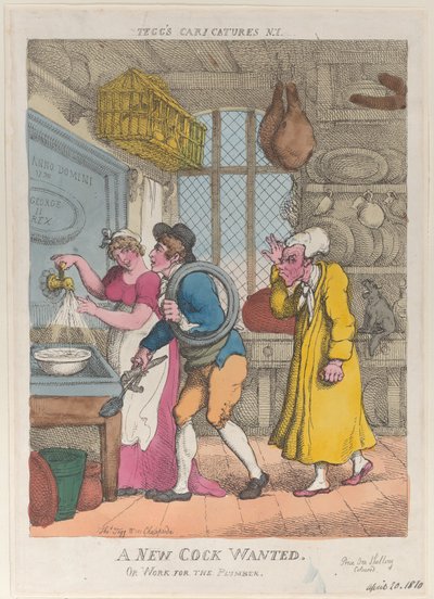 En ny hane søges, eller arbejde for blikkenslageren, 20. april 1810., 20. april 1810. af Thomas Rowlandson