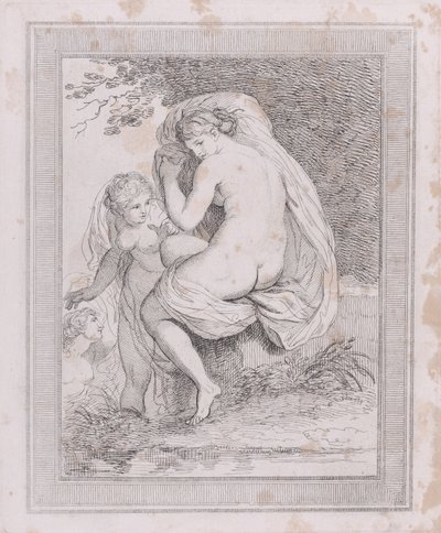 En nymfe, der tørrer sig, 1790-99., 1790-99. af Thomas Rowlandson